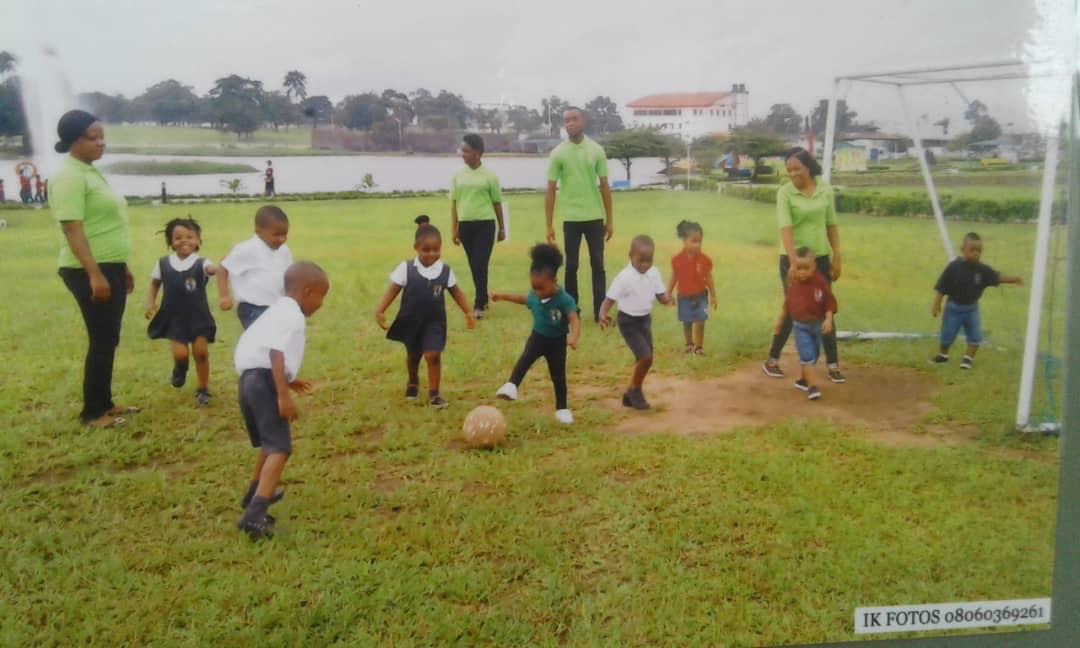 Children playing football